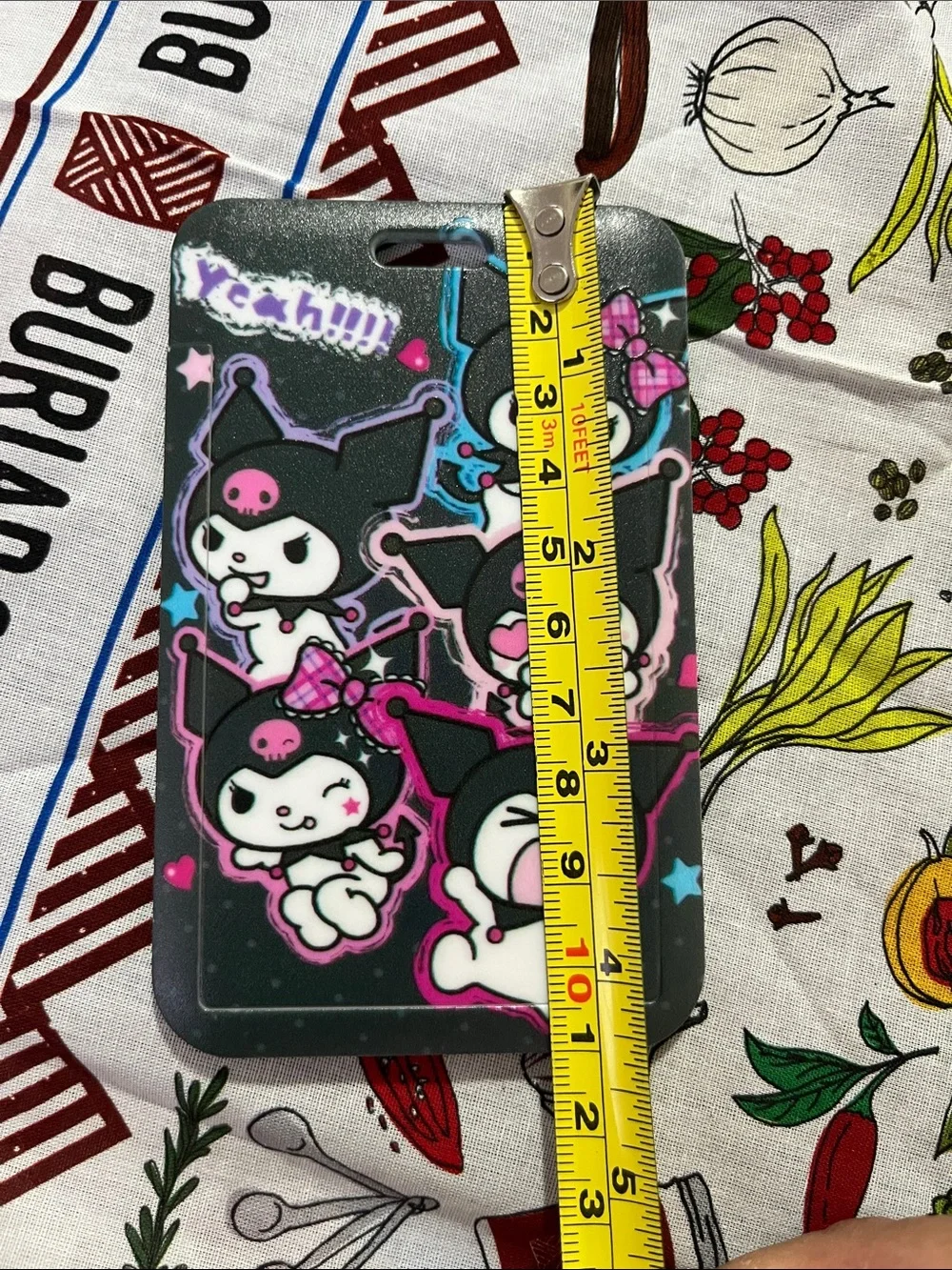 Floral Black ID Card Holder with Pink Accents